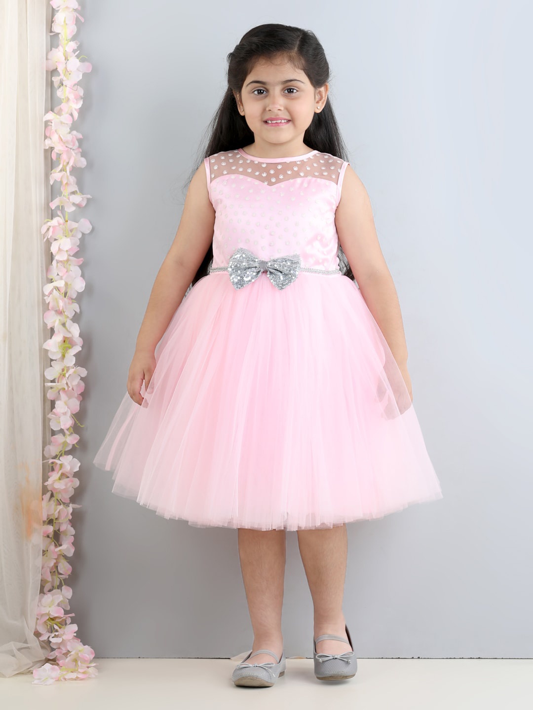 

Toy Balloon kids Girls Net Fit & Flare Dress, Pink