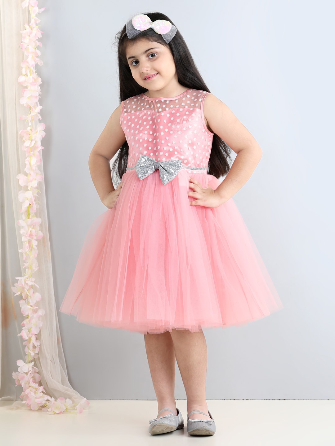 

Toy Balloon kids Girls Net Fit & Flare Dress, Pink