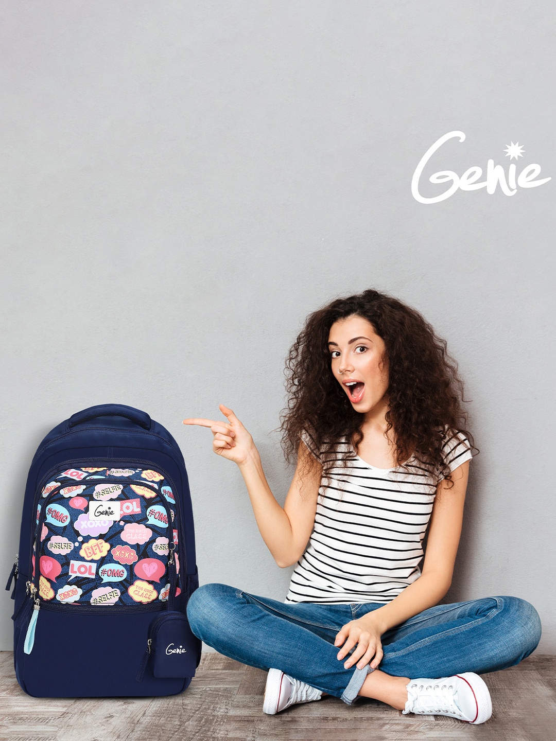 

Genie Women Graphic Printed Backpack, Blue