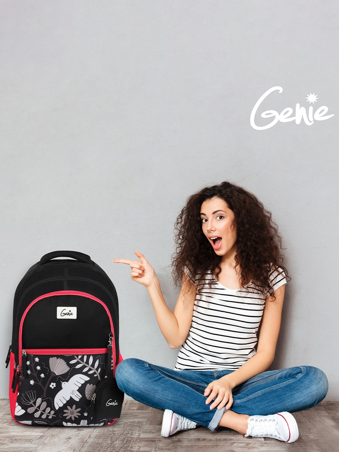 

Genie Women Printed 18 Inch Laptop Backpack, Black