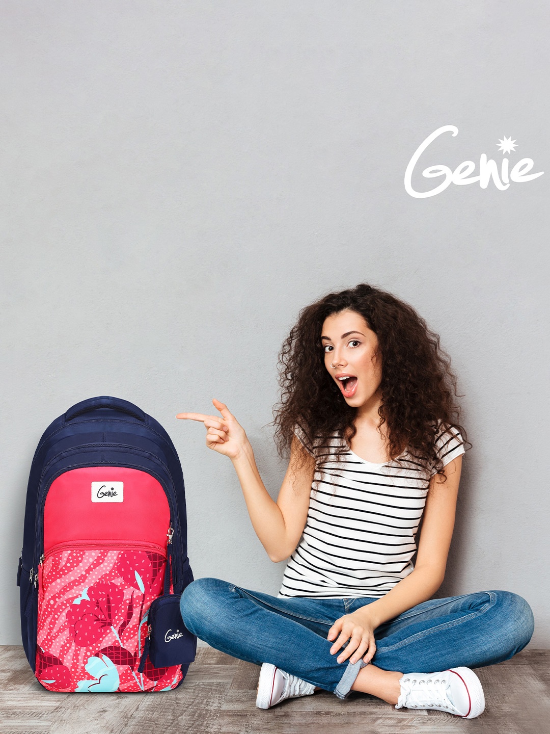 

Genie Women Printed 18 Inch Laptop Backpack, Blue