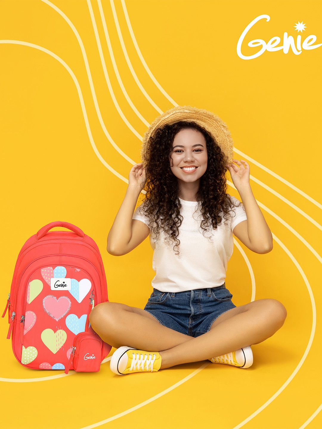 

Genie Girls Graphic Backpack With Pouch -Laptop Up To 15 Inches, Coral