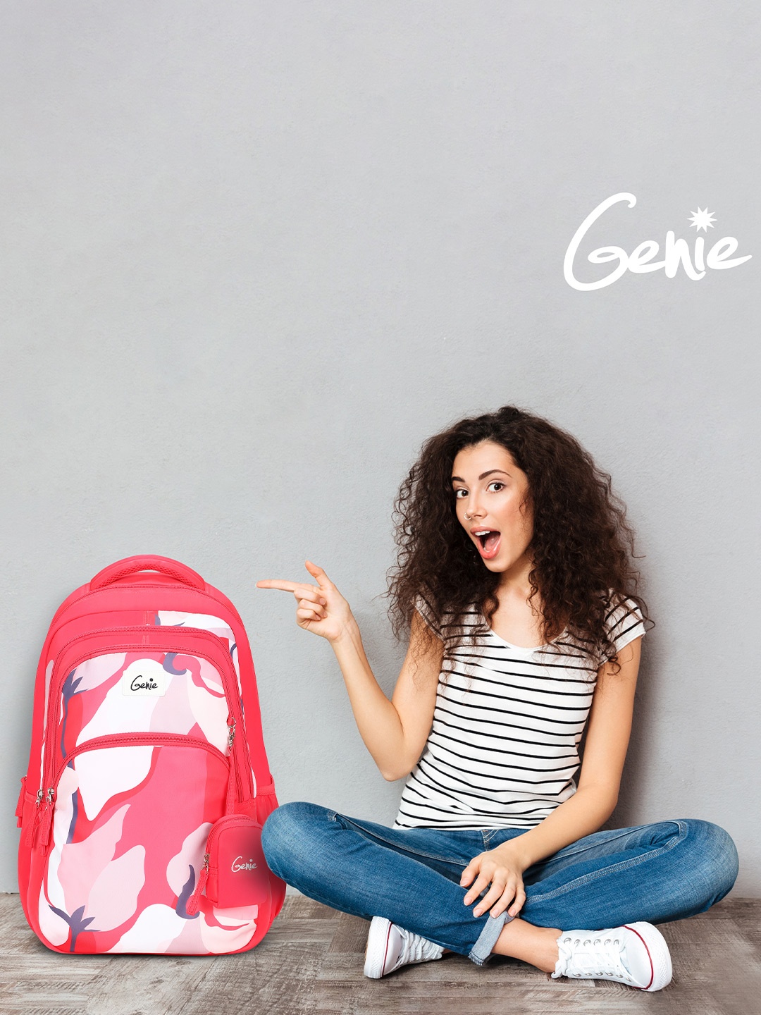 

Genie Girls Graphic Laptop Backpack With Pouch - Up To 18 Inches, Pink