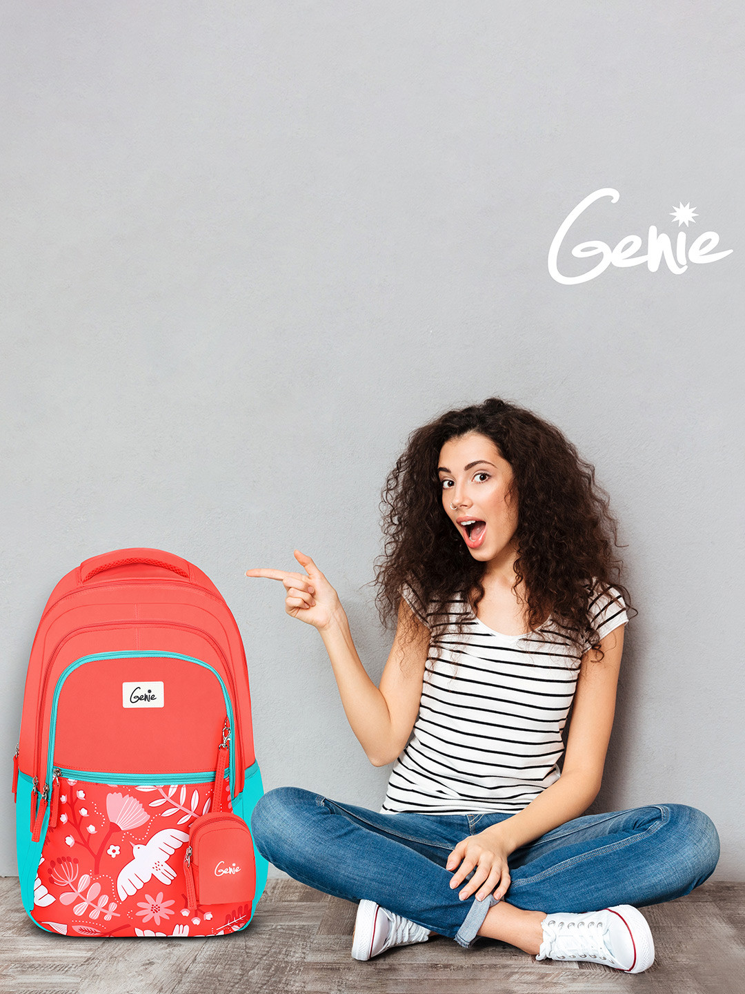 

Genie Girls Graphic Laptop Backpack With Pouch - Up To 18 Inches, Coral
