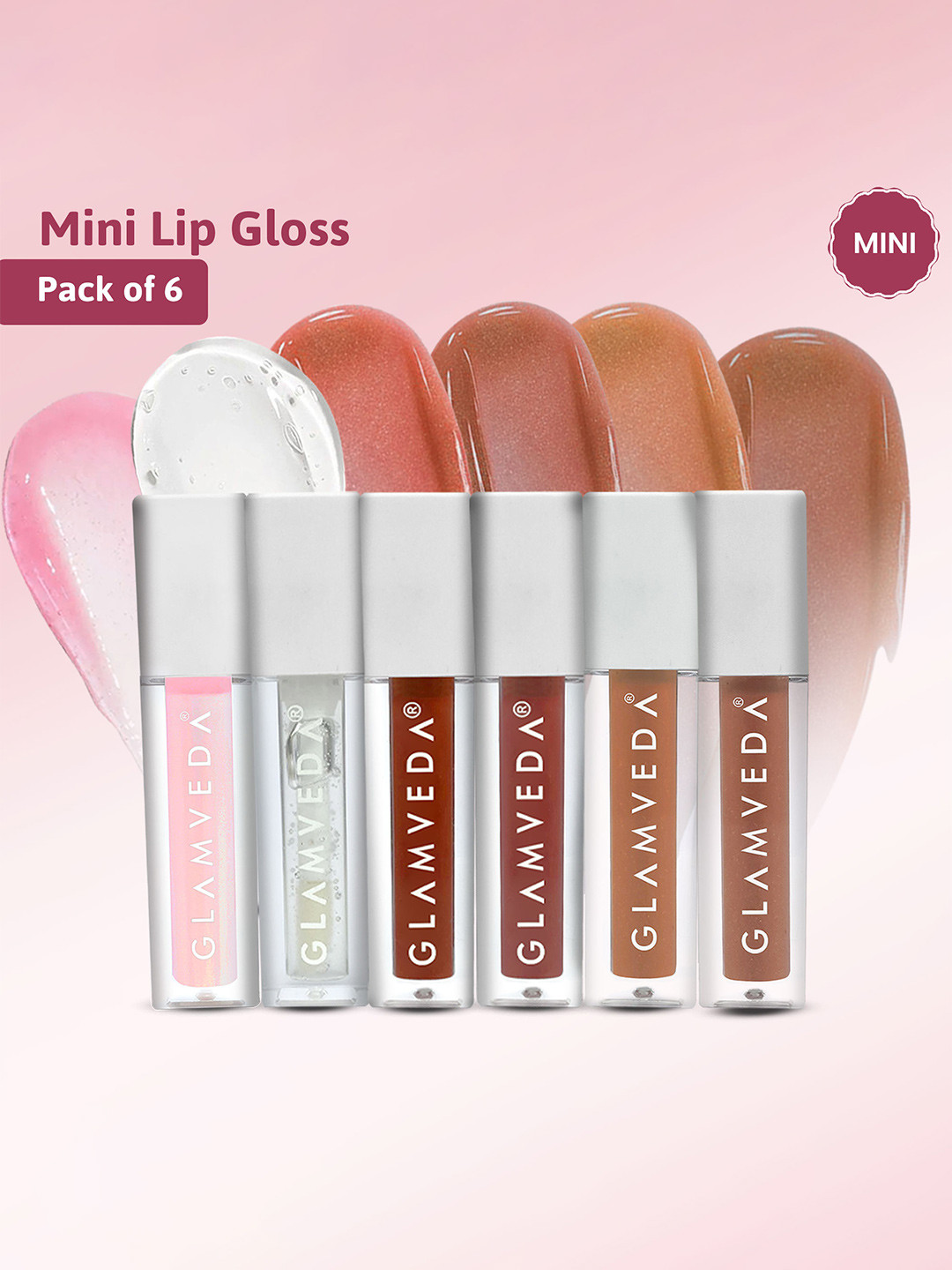 

GLAMVEDA Set Of 6 Serum Infused Long Lasting Lip Gloss - 1.2ml Each, Nude