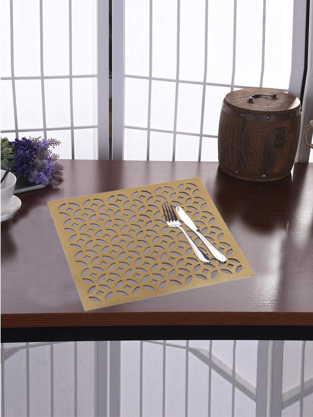 

Kuber Industries Brown 6 Pieces Anti-Slip Square Table Placemats