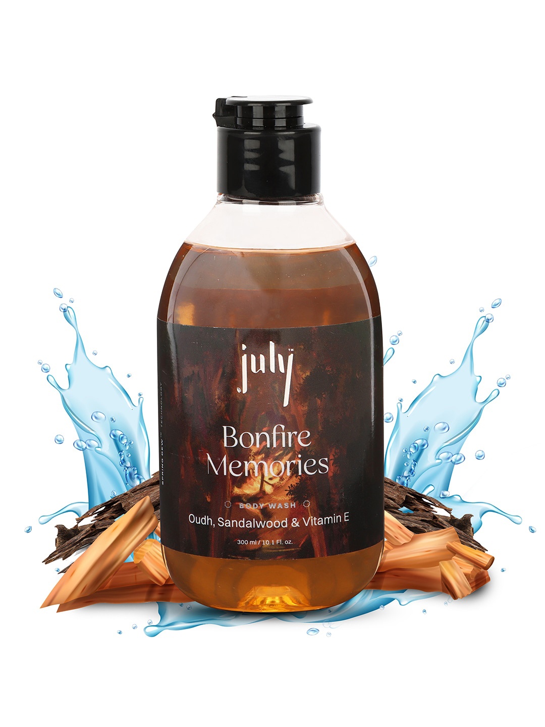 

July Bonfire Memories Body Wash With Oudh+Sandalwood & Vitamin E - 300ml, Brown