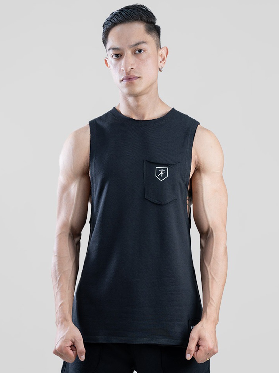 

Athflex Pure Cotton Sleeveless Innerwear Vests Raw-Tank-Black