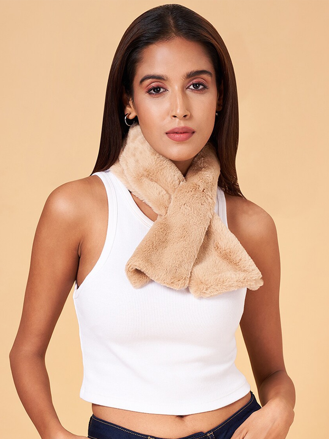 

Forever Glam by Pantaloons Faux Fur Mufflers, Beige