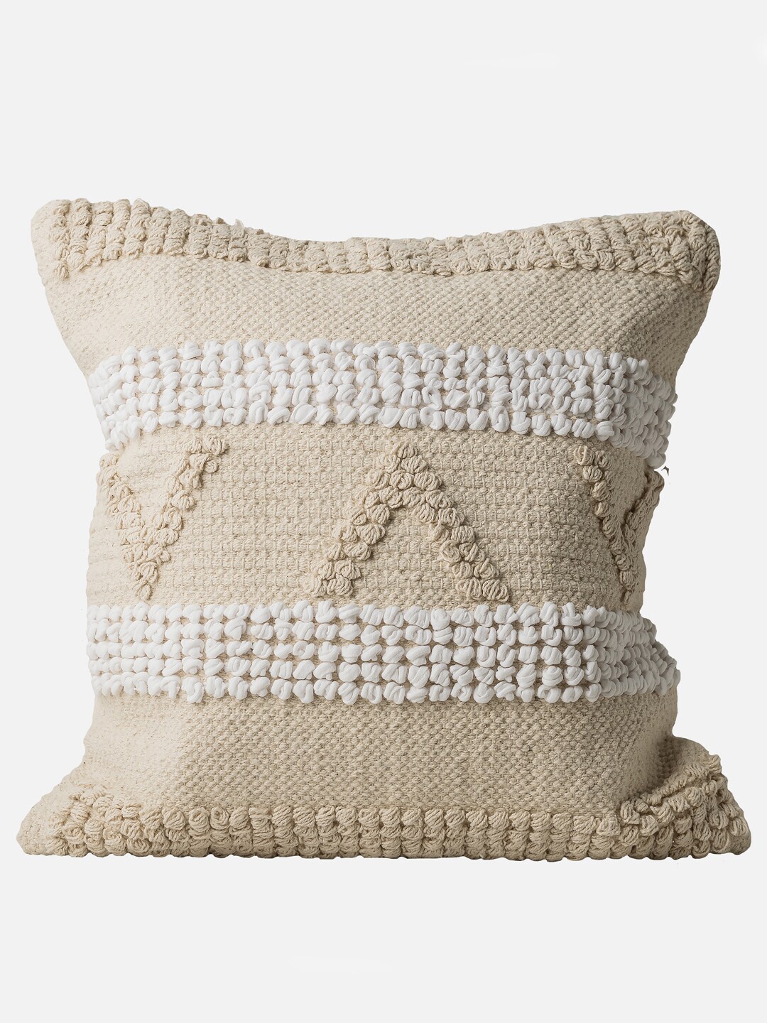 

Decazone Beige & White Self Design Cotton Square Cushion Cover