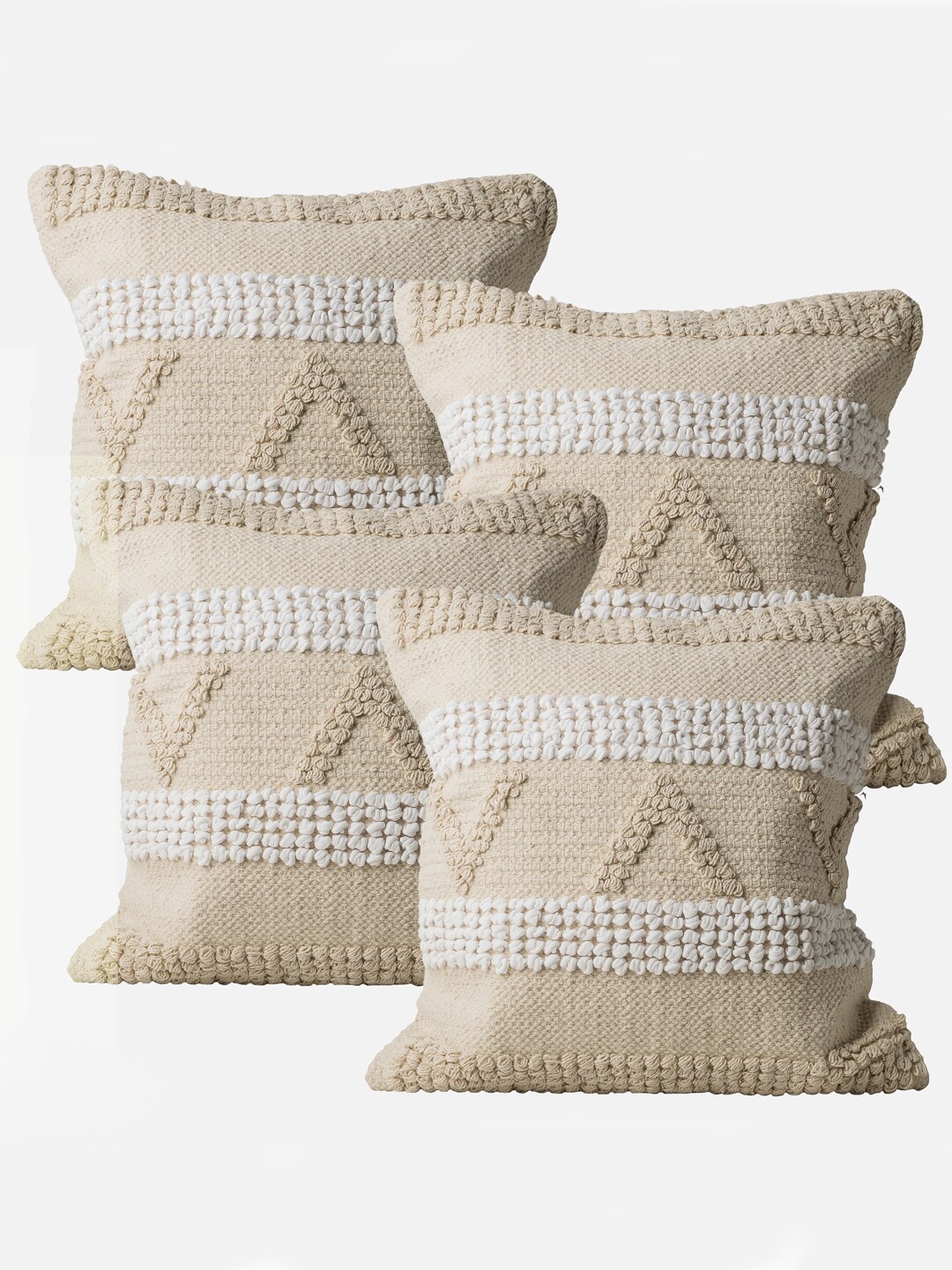 

Decazone Beige & White 4 Pieces Cotton Rectangle Cushion Covers