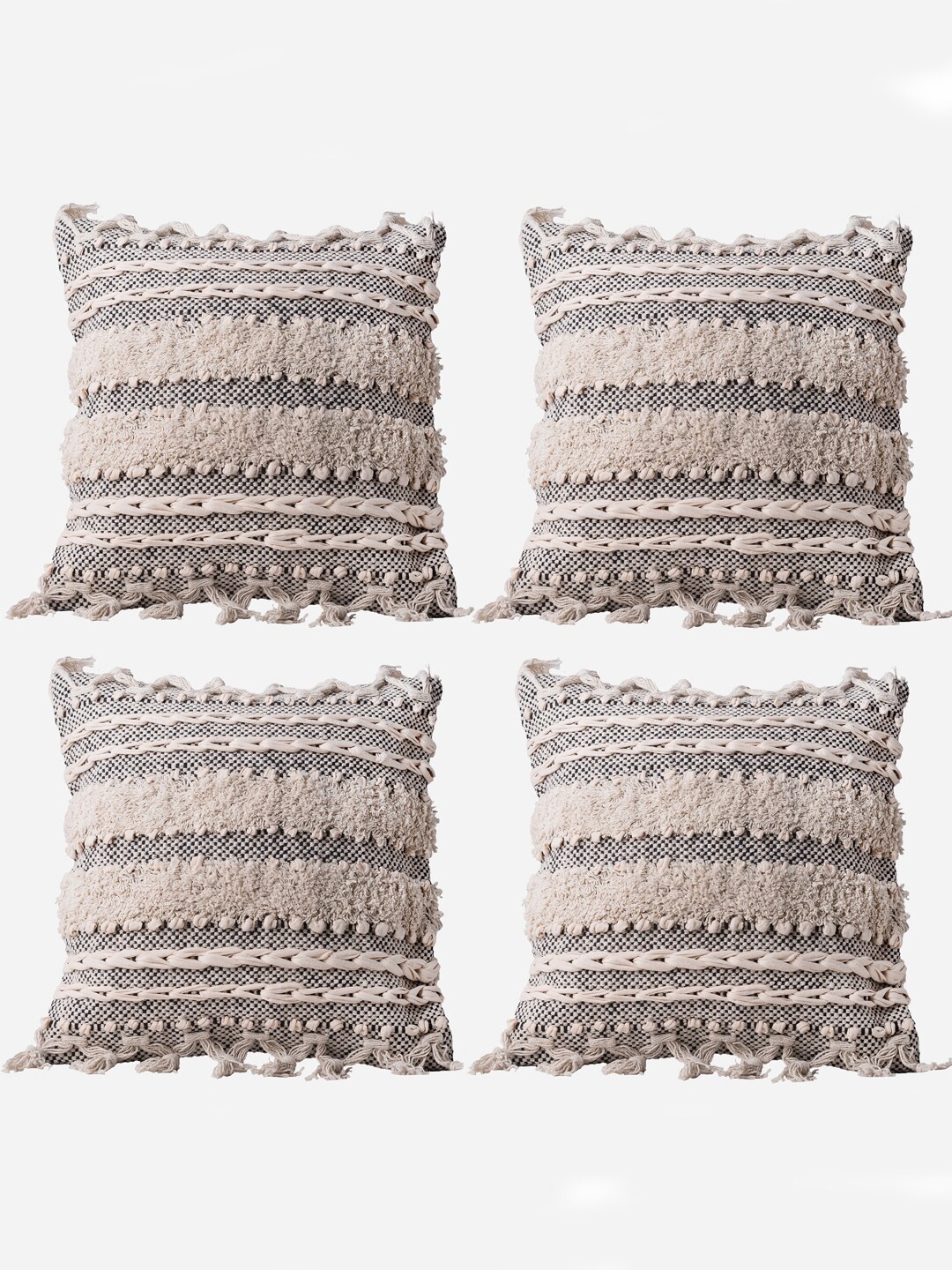 

Decazone Grey & White 4-Pieces Cotton Square Cushion Covers