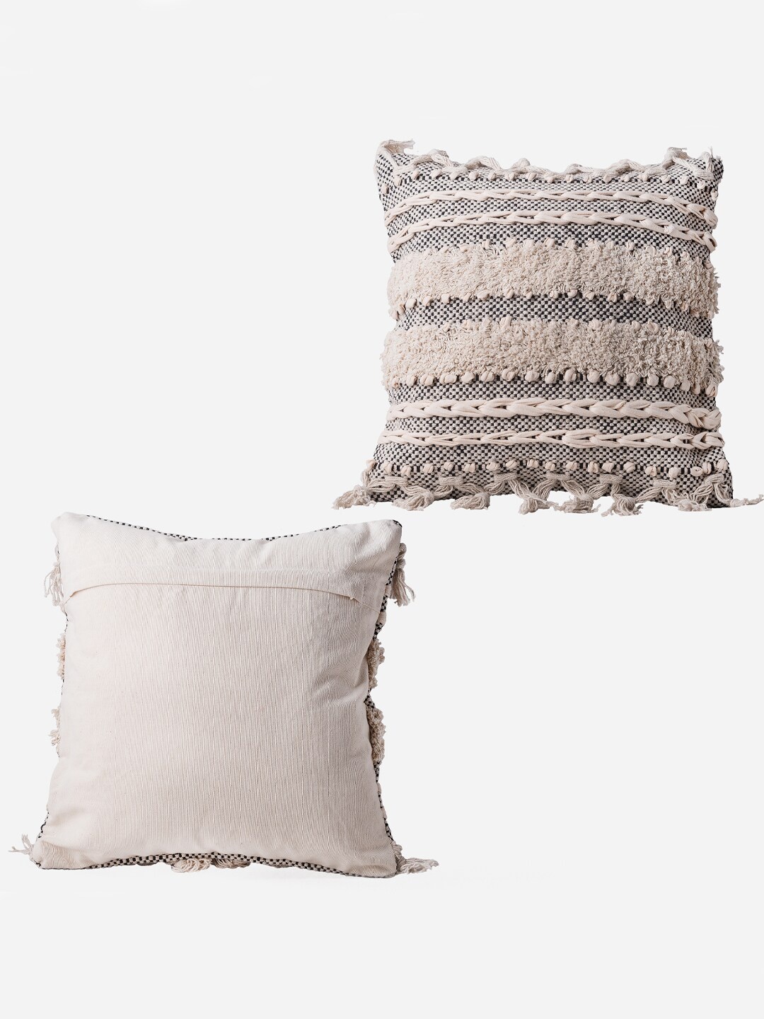 

Decazone Grey & White Square Cotton Cushion Cover