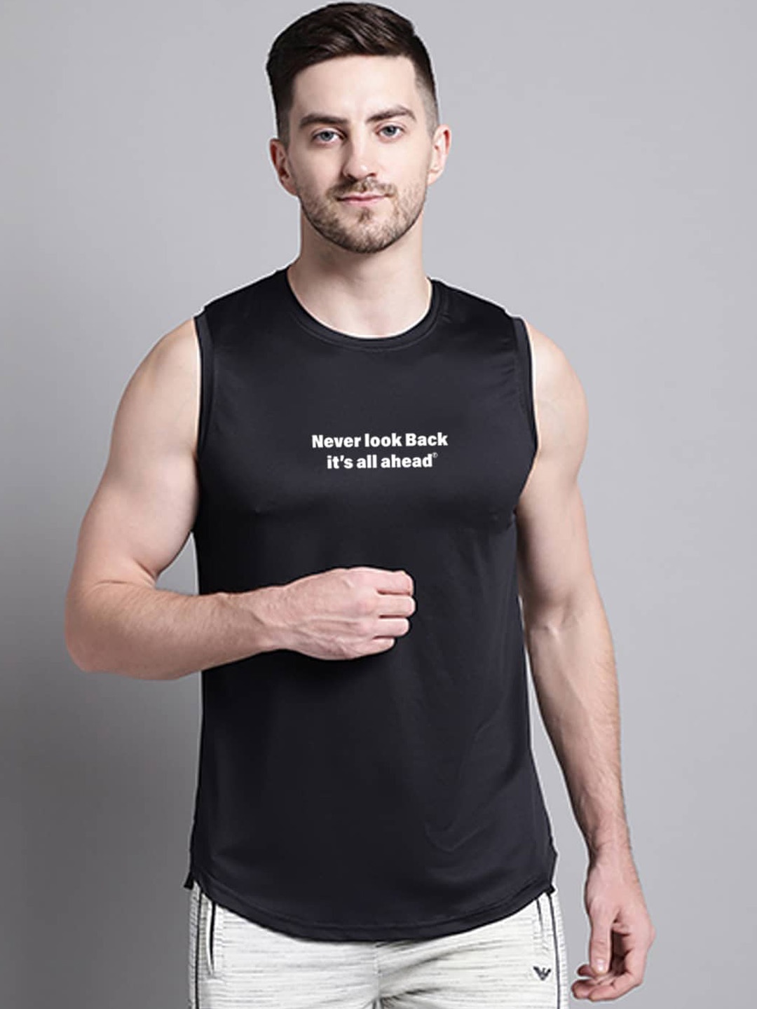 

Friskers Sleeveless Apple Cut Gym VestsMST486-1884-01-S, Black