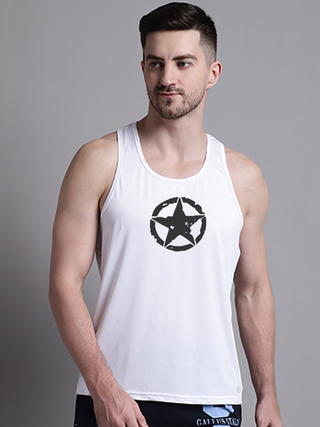 

Friskers Graphic Printed Sleeveless Slim Fit Innerwear Vests, White
