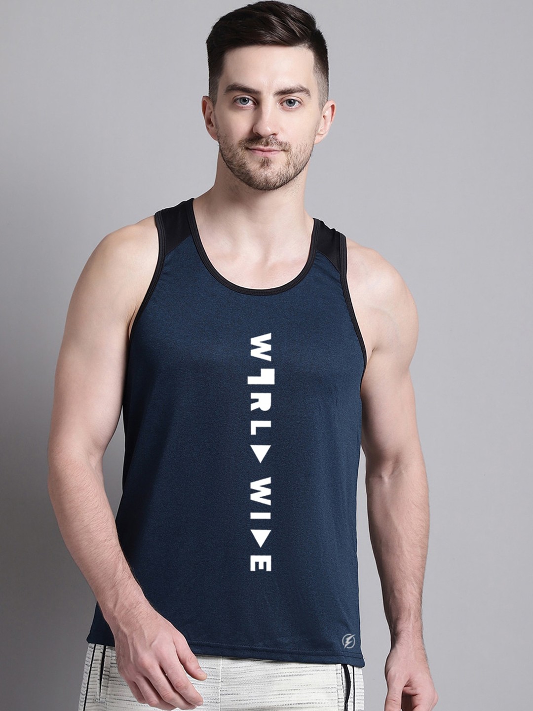 

Friskers Sleeveless Printed Gym Vest, Black