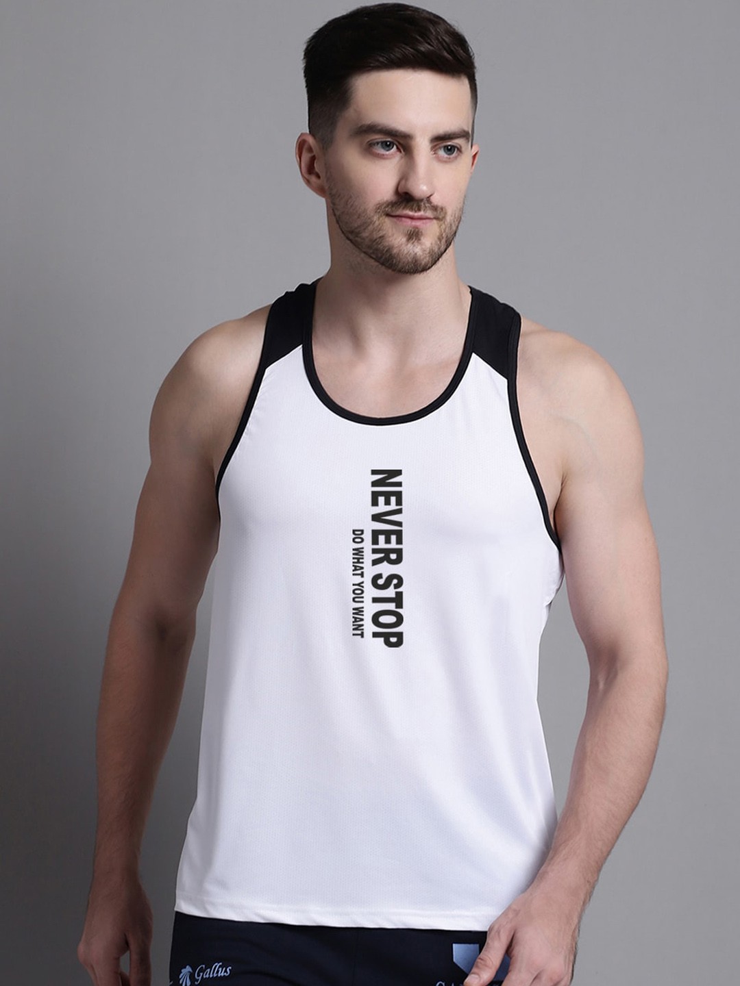 

Friskers Printed Sleeveless Micro Fibre Innerwear Vests MBH2001-461-S, White