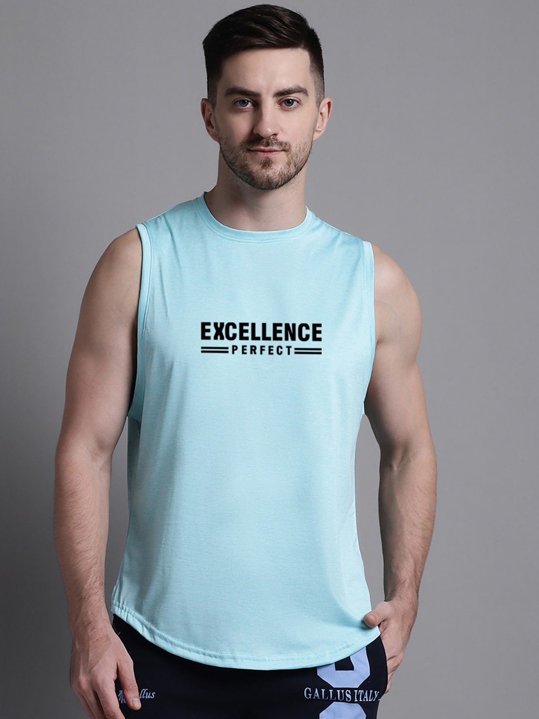 

Friskers Graphic Printed Sleeveless Innerwear Vests MD482-2441-20-S, Turquoise blue