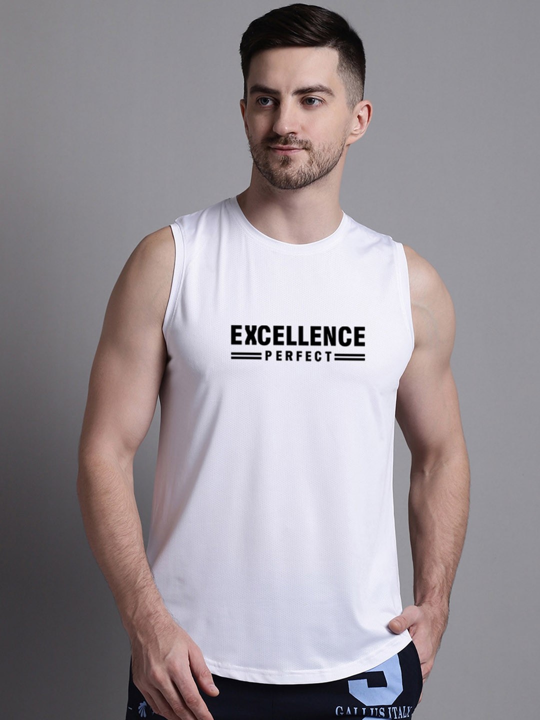 

Friskers Sleeveless High Low Gym VestsMST482-3678-02-S, White