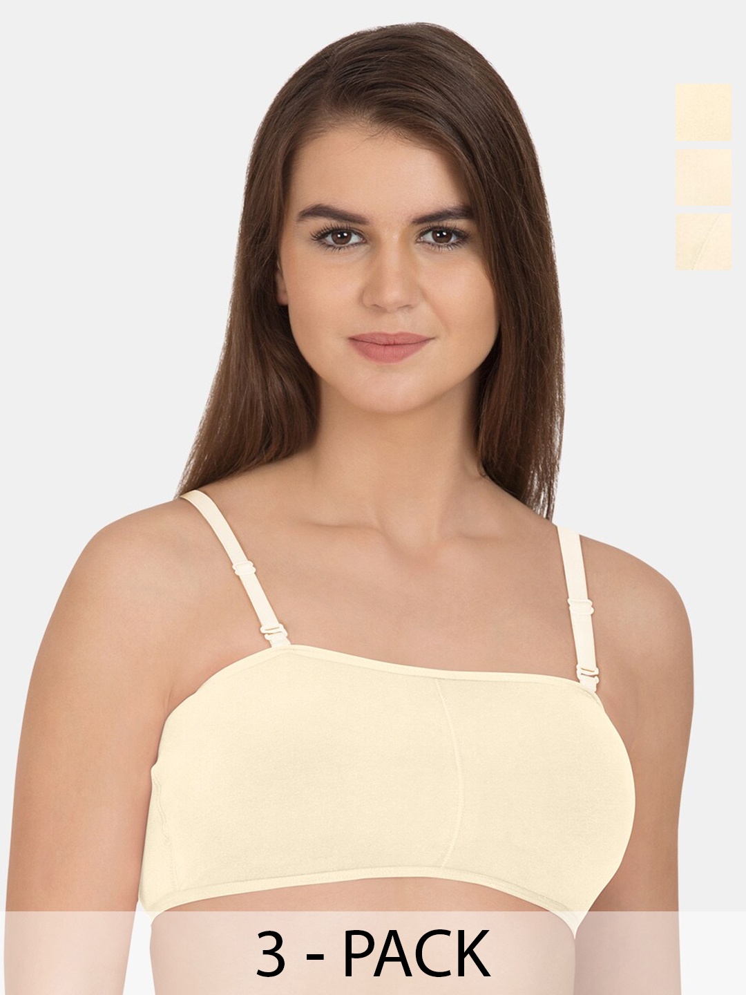 

Tweens Pack Of 3 Medium Coverage Lightly Padded Cotton Bandeau Bra With All Day Comfort, Off white