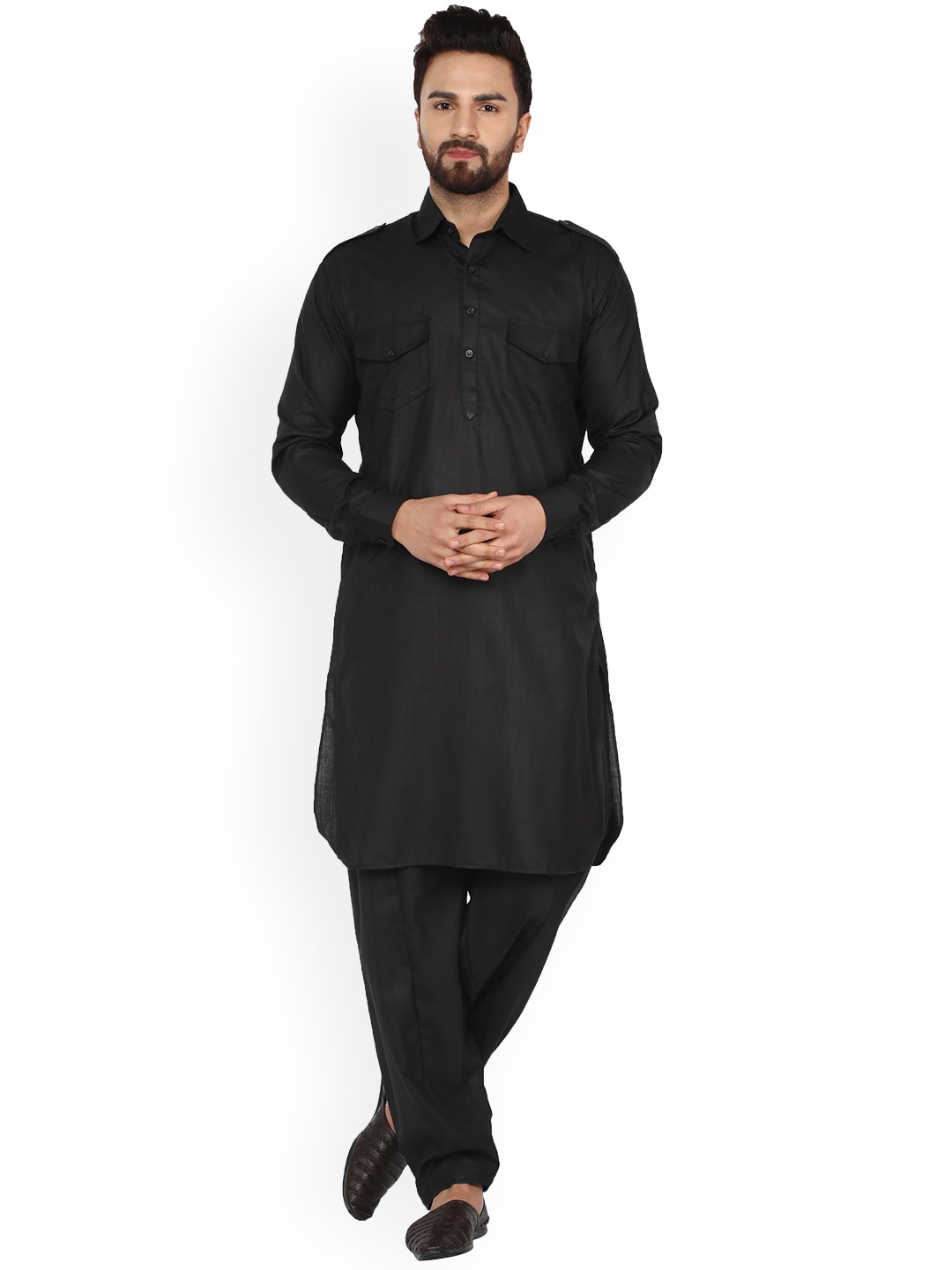 

Enciger Regular Pure Cotton Pathani Kurta With Pyjamas, Black