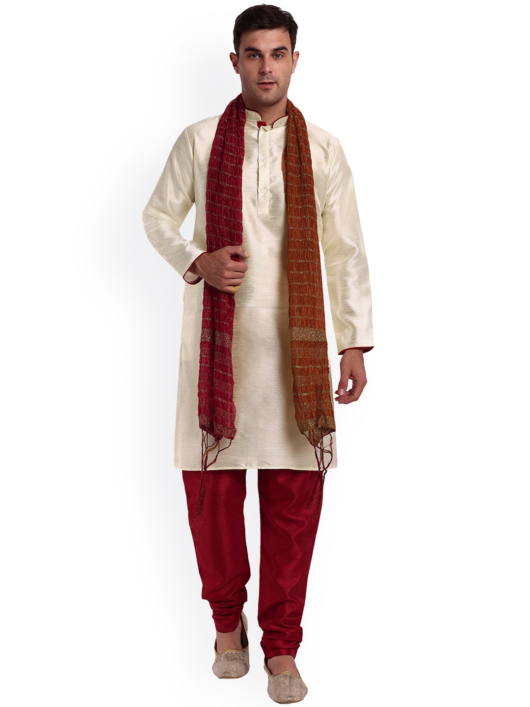 

Enciger Mandarin Collar Straight Sherwani, Off white
