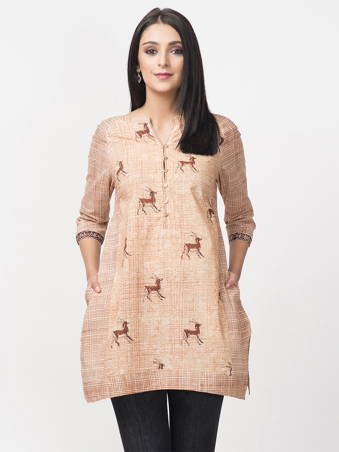 

Fabindia Rust Brown Hand Block Print Tunic