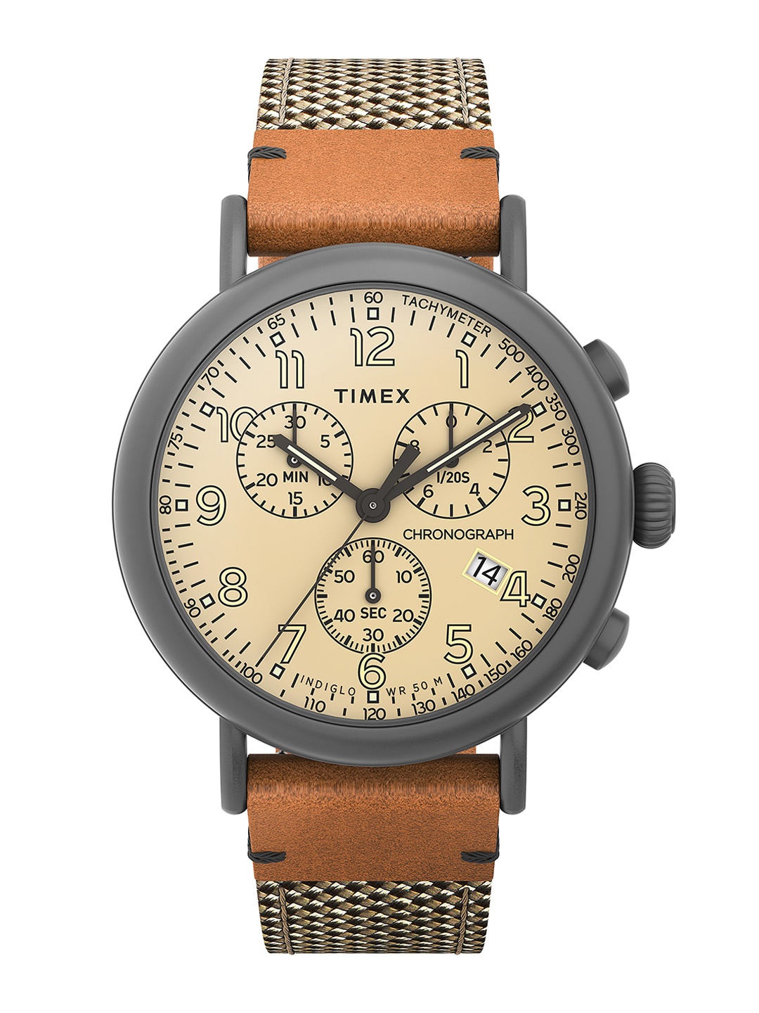 

Timex Men Printed Brass Dial & Straps Analogue Watch TW2U89400UJ, Peach