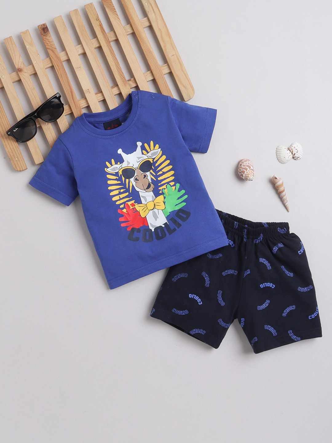 

Little County Boys Printed Pure Cotton T-shirt with Shorts, Blue