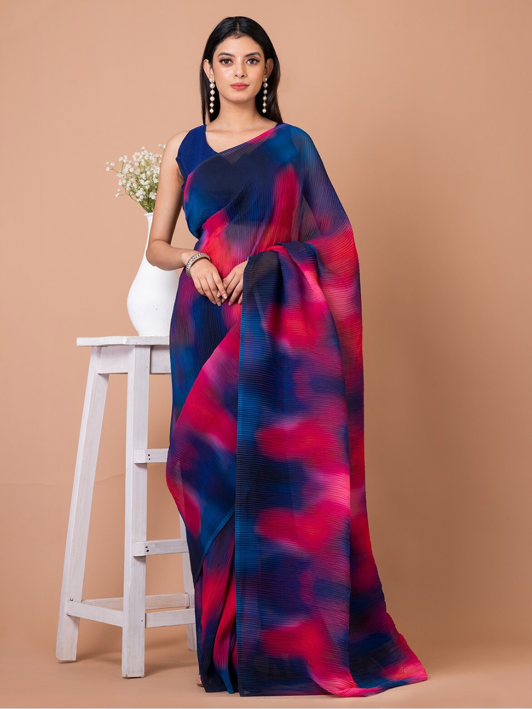 

Angroop Tie & Dye Dyed Saree, Blue