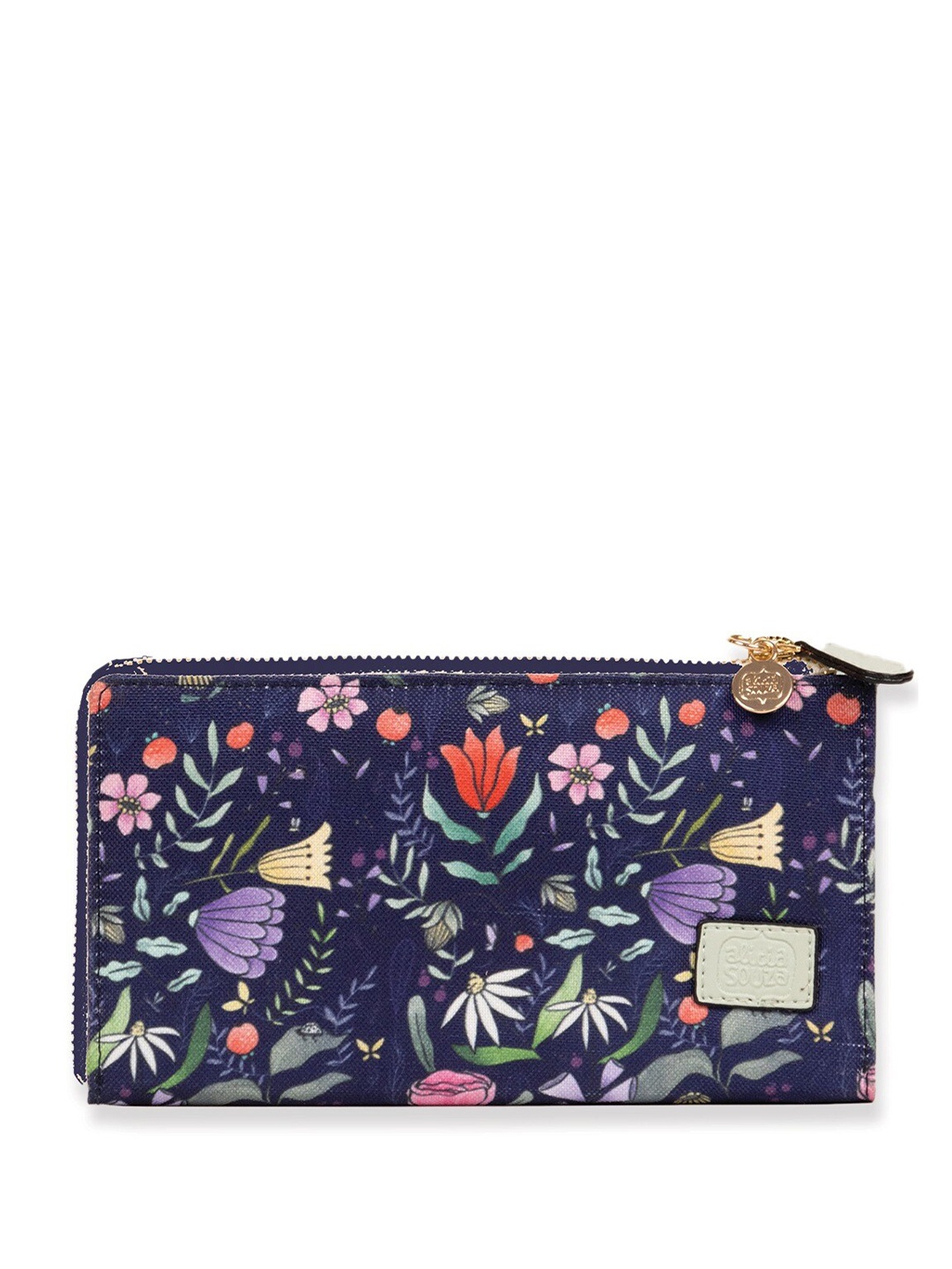 

Alicia Souza Women Floral Printed Canvas Two Fold Wallet, Blue