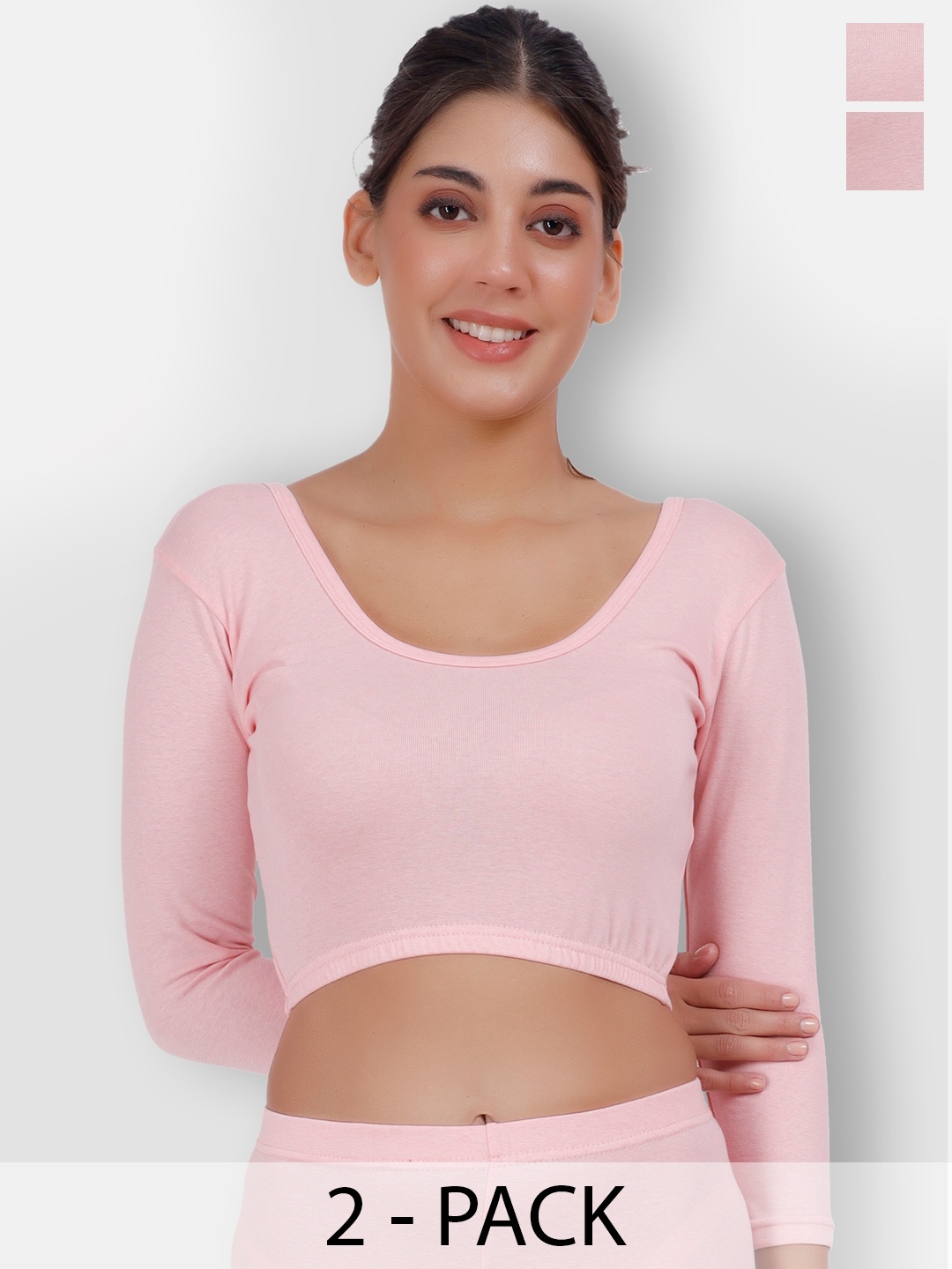 

SELFCARE Pack Of 2 Thermal Crop Tops, Pink