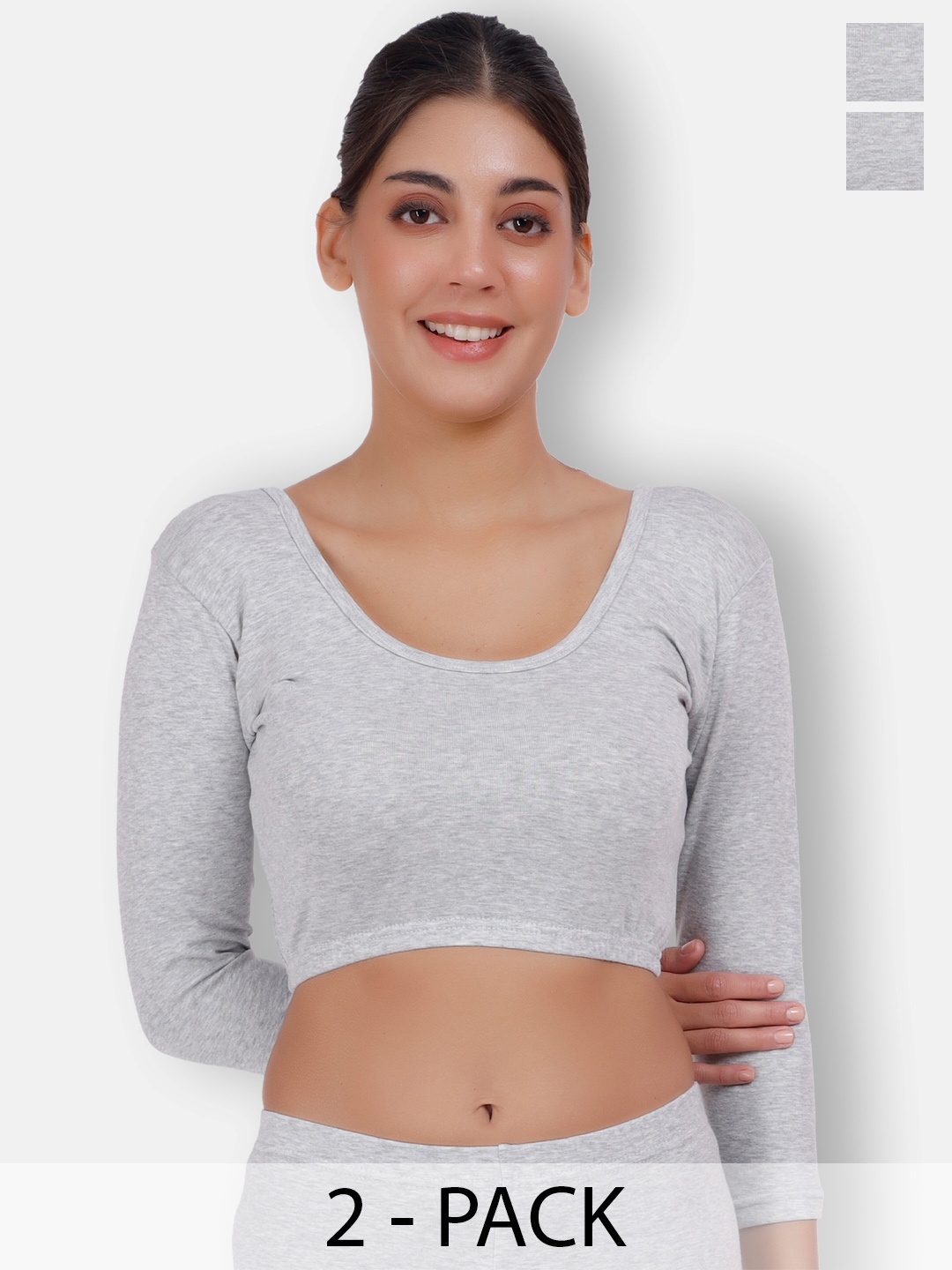 

SELFCARE Pack Of 2 Thermal Crop Tops, Blue