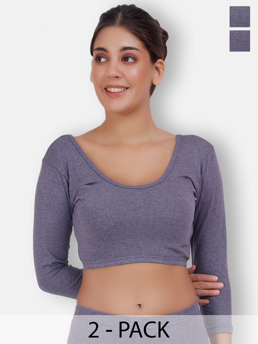 

SELFCARE Pack Of 2 Thermal Crop Tops, Blue
