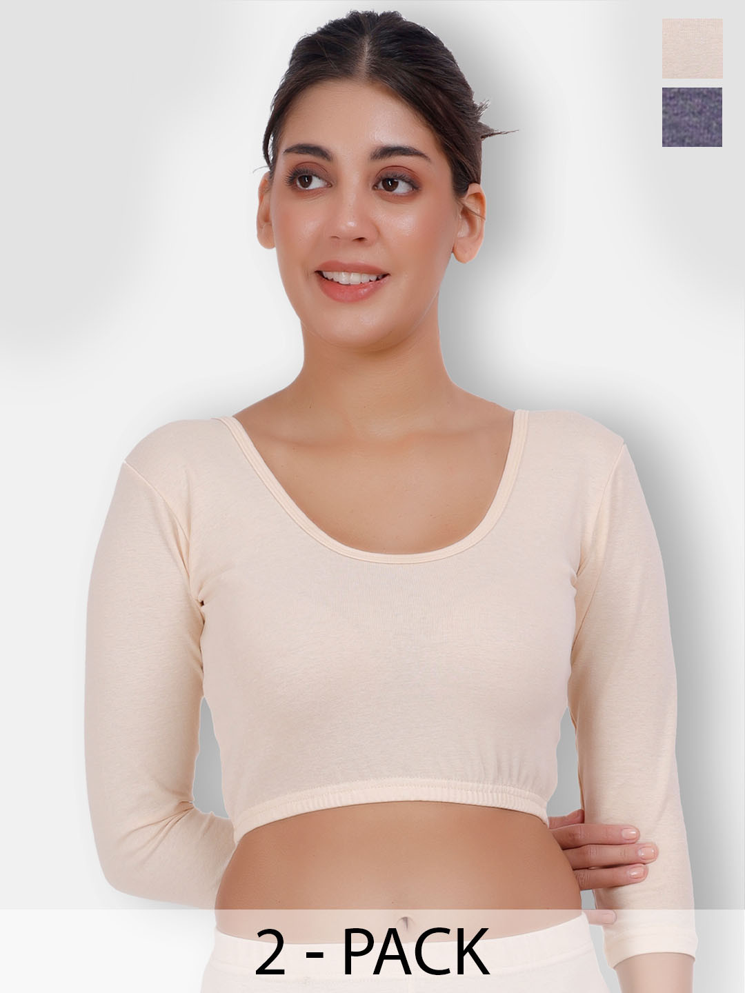 

SELFCARE Pack Of 2 Thermal Crop Tops, Blue