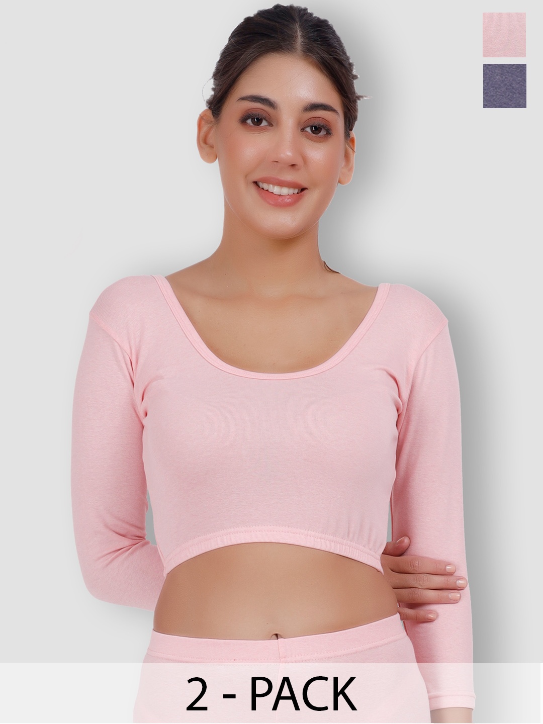 

SELFCARE Pack Of 2 Thermal Crop Tops, Blue
