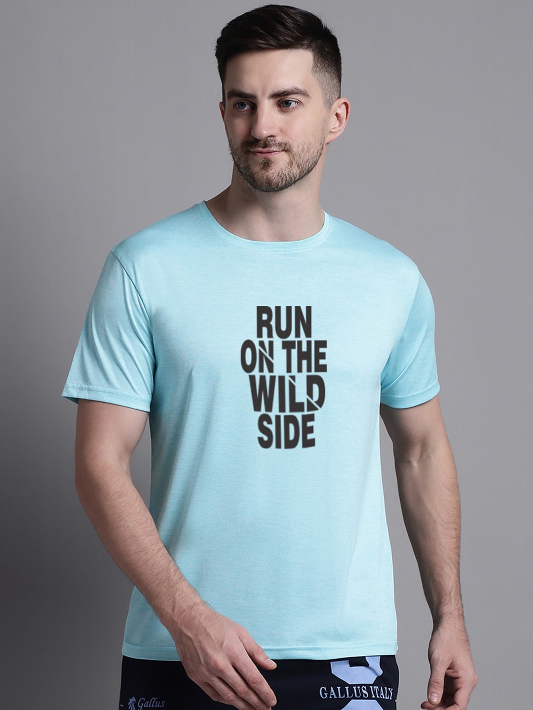 

Friskers Typography Printed Slim Fit Sports T-shirt, Turquoise blue
