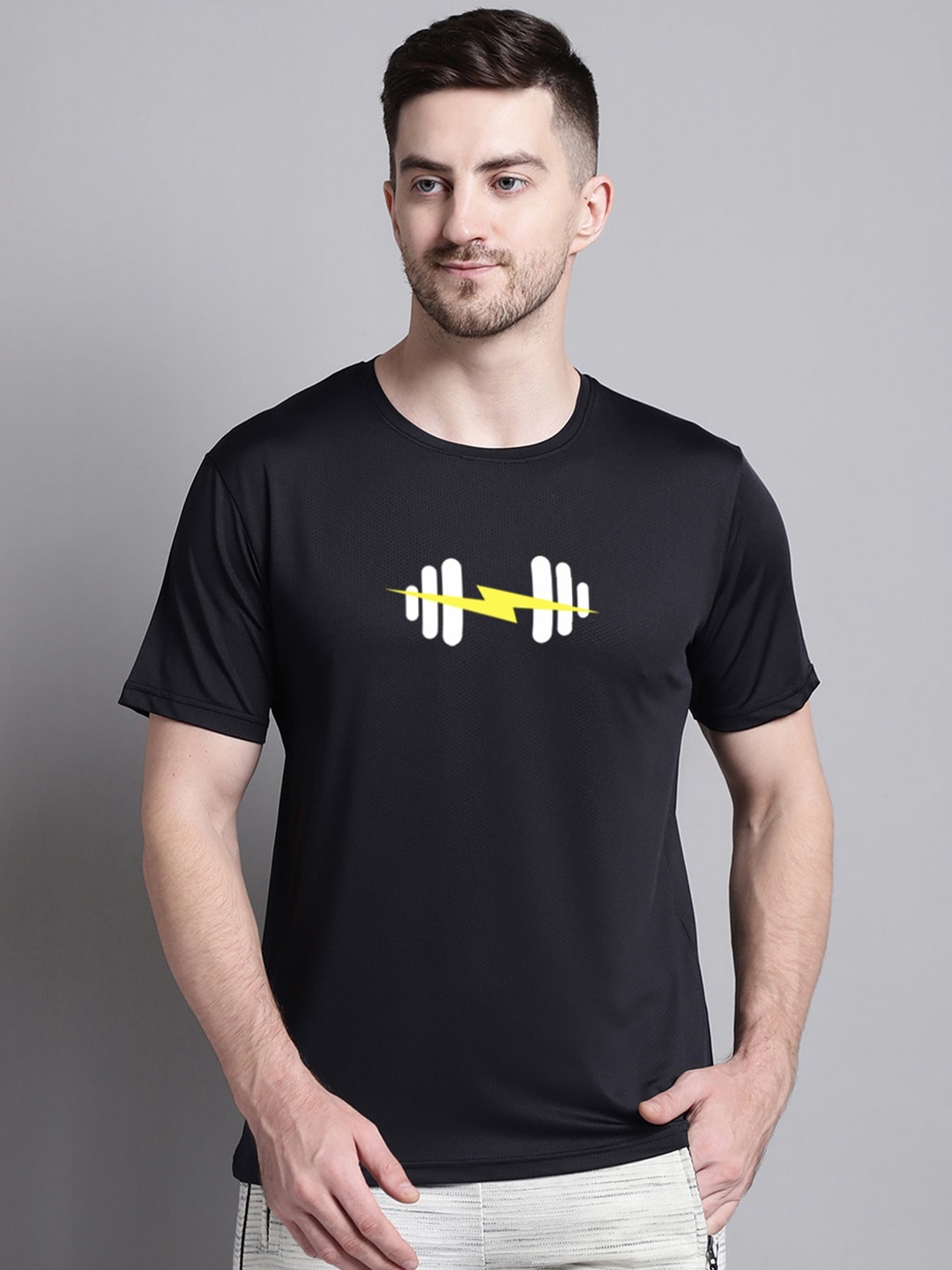 

Friskers Graphic Printed V-Neck Short Sleeve Slim Fit Regular T-shirt, Black