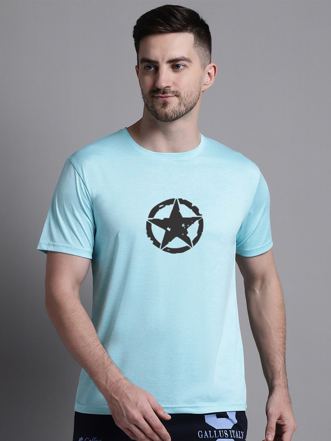 

Friskers Graphic Printed Slim Fit Sports T-shirt, Turquoise blue