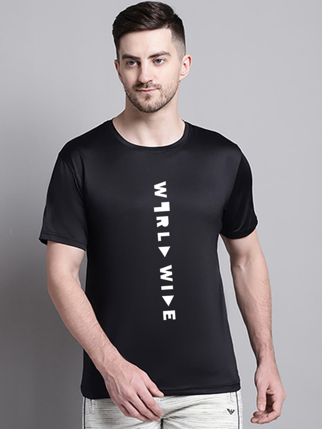 

Friskers Typography Printed Slim Fit Sports T-shirt, Black