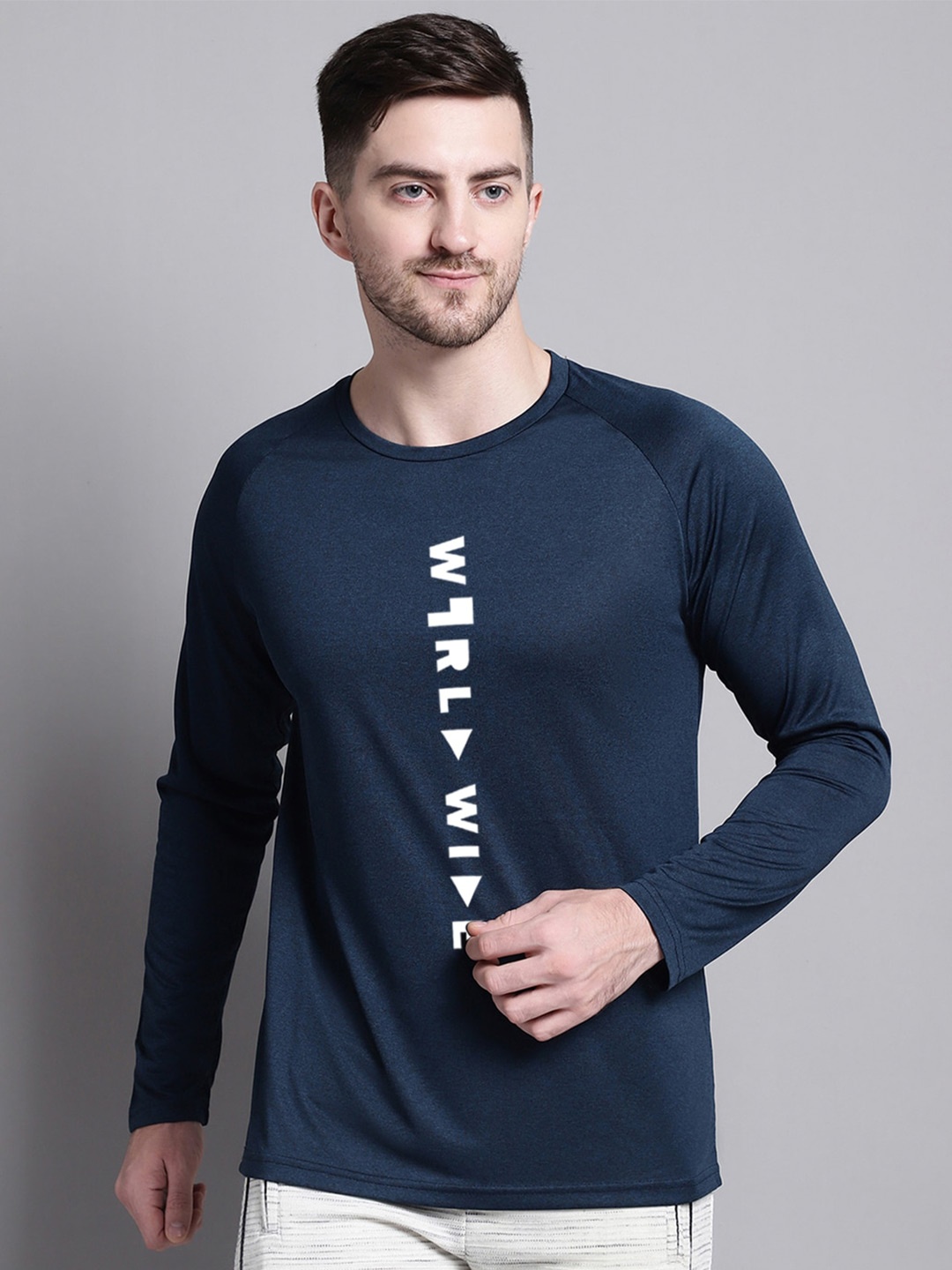 

Friskers Typography Printed Slim Fit T-shirt, Navy blue