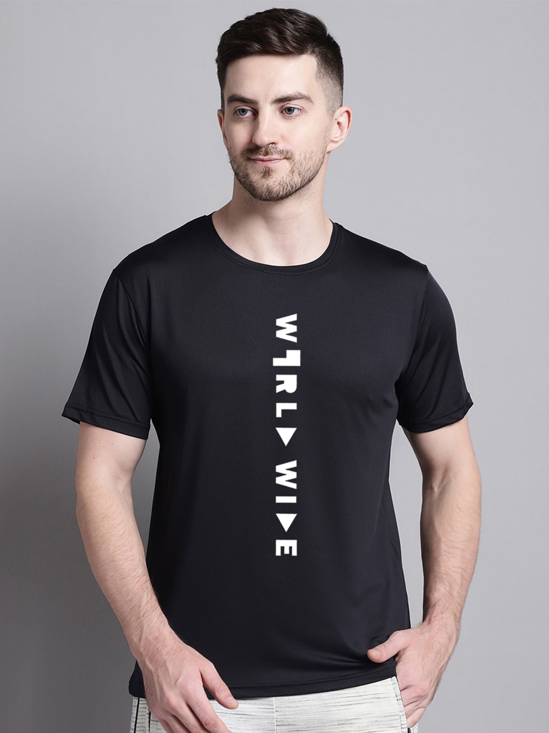 

Friskers Typography Printed Slim Fit Sports T-shirt, Black
