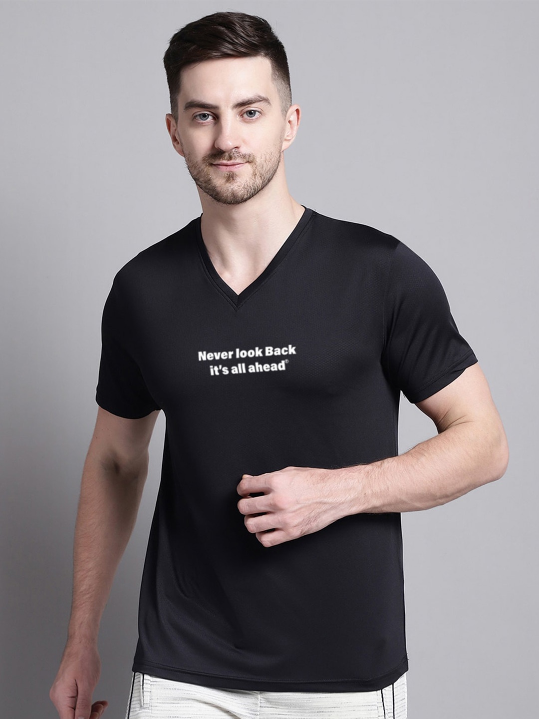 

Friskers Typography Printed V-Neck Slim Fit T-shirt, Black