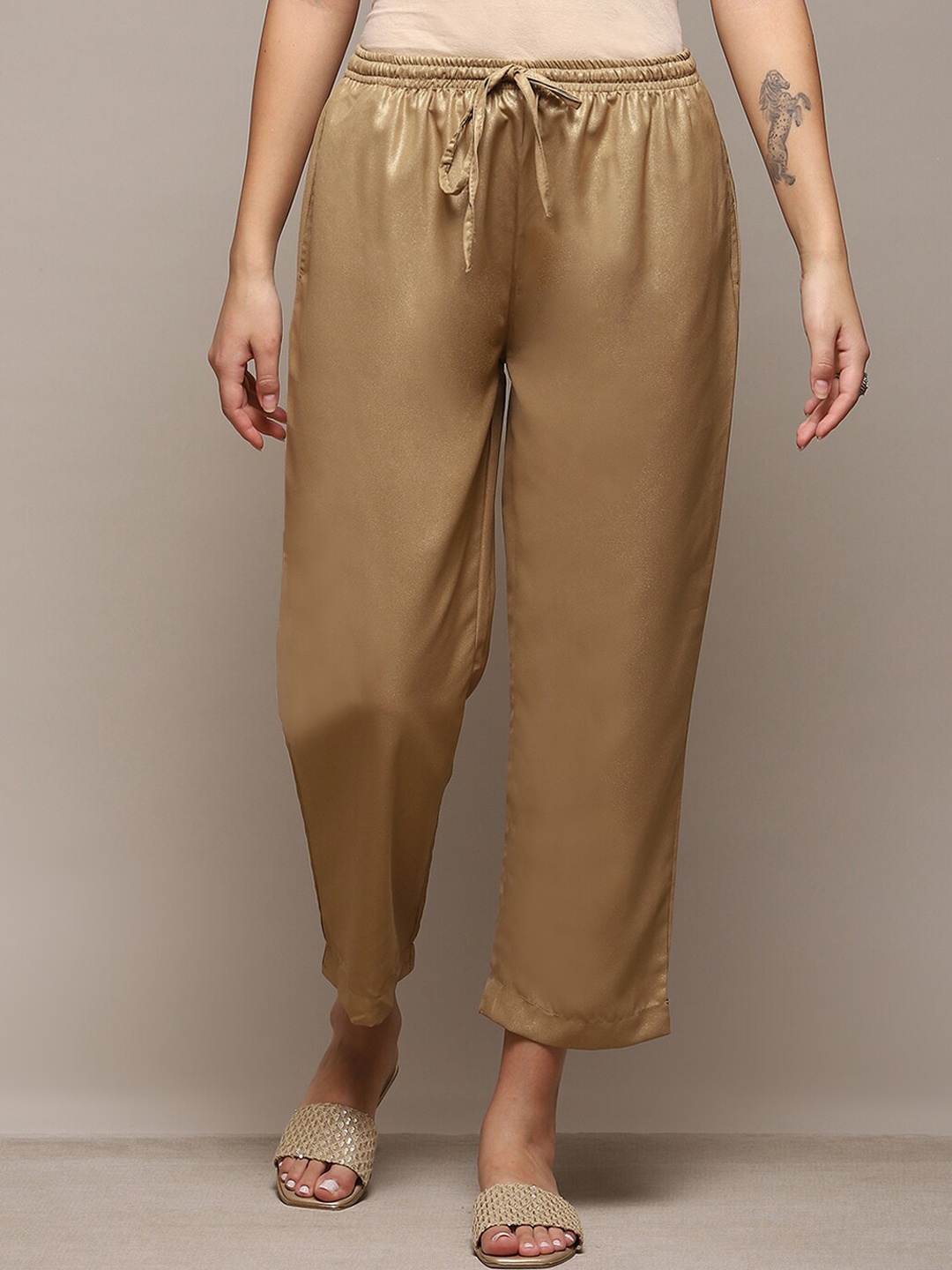 

Biba Women Original Mid-Rise Cropped Trouser, Gold