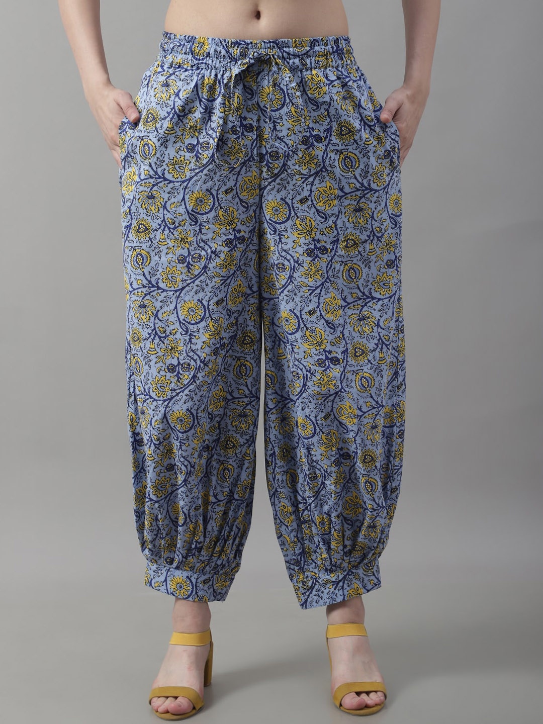 

GRACIT Women Floral Printed Pure Cotton Loose-Fit Salwar, Blue
