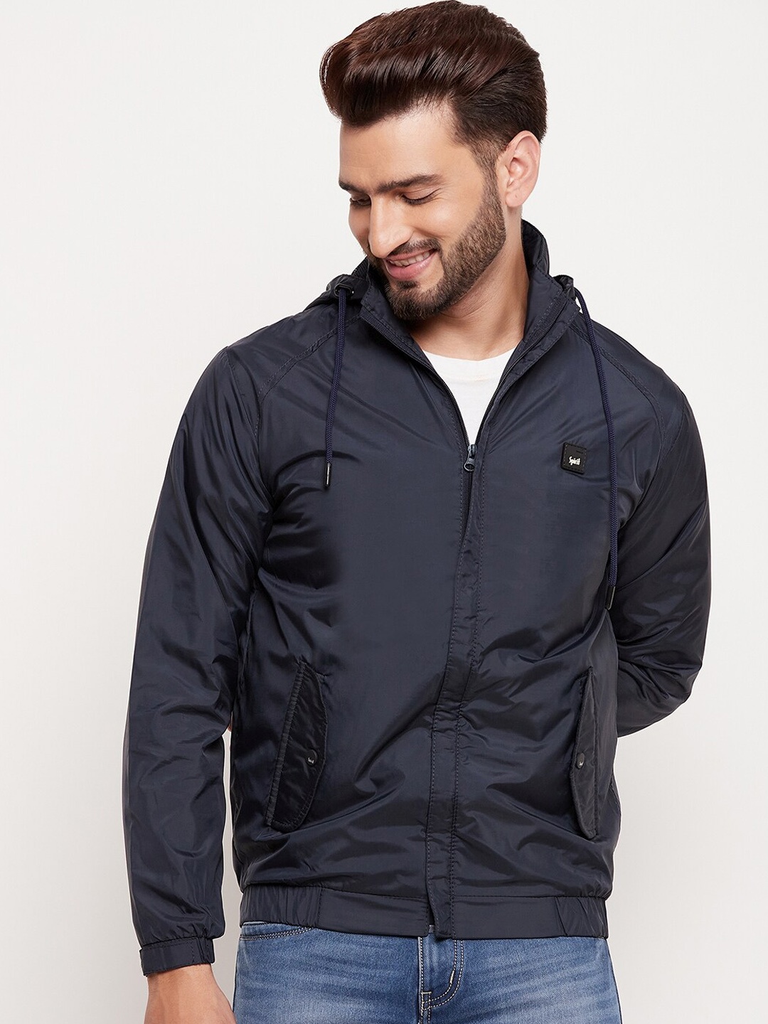 

Spirit Hooded Lightweight Anti Odour Bomber Jacket, Navy blue