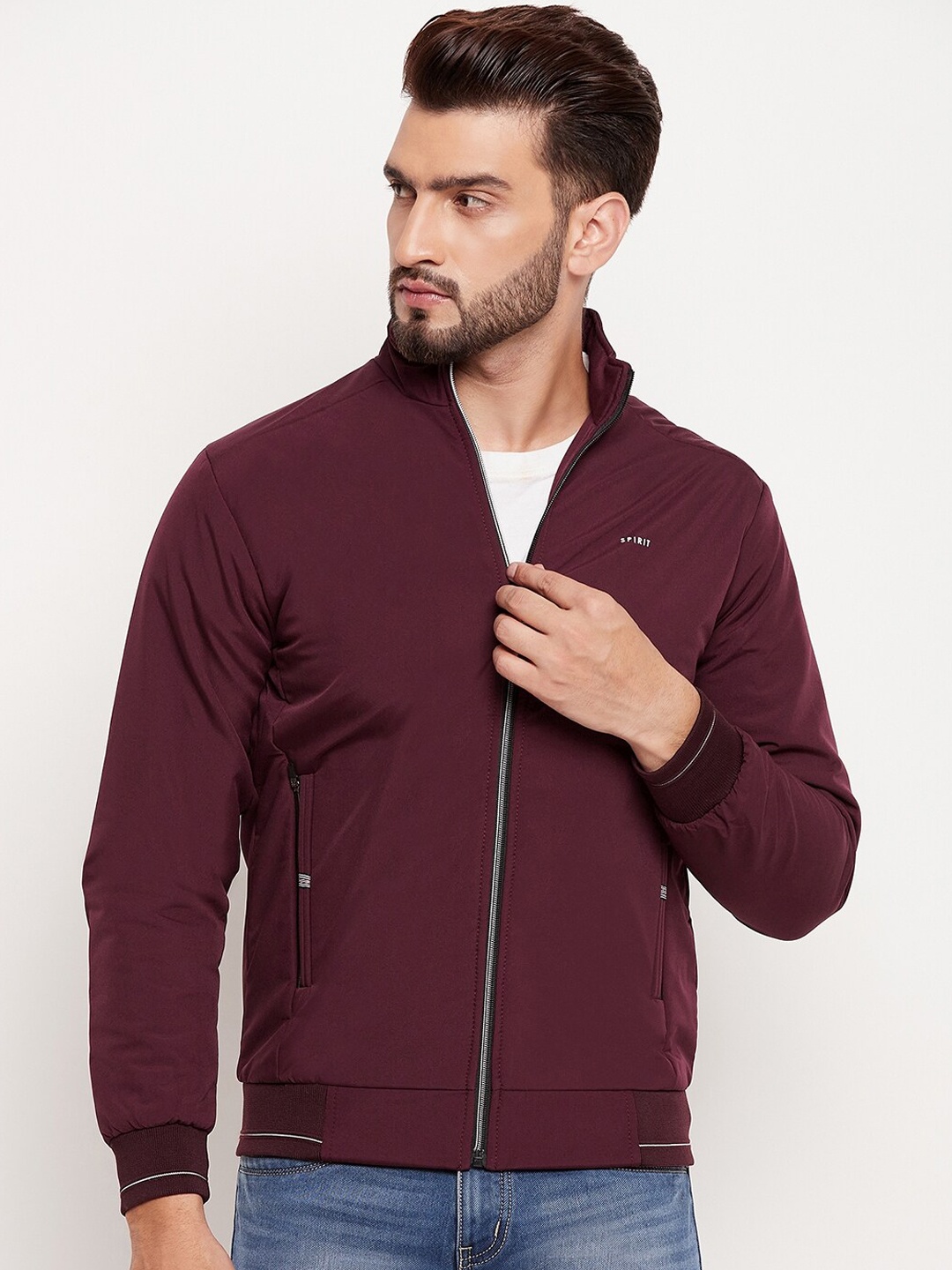 

Spirit Mock Collar Lightweight Anti Odour Technology Bomber Jacket, Maroon