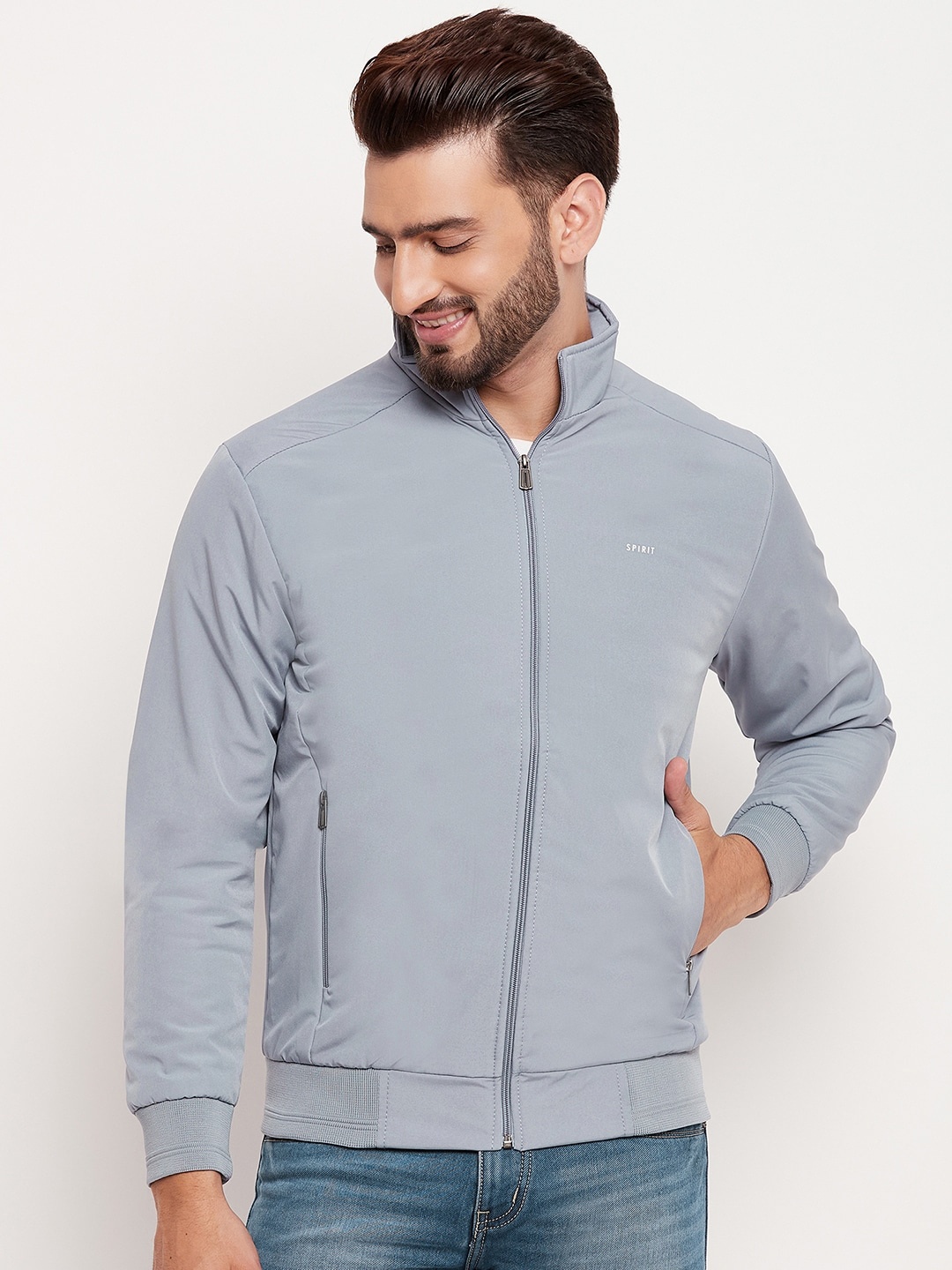 

Spirit Lightweight Anti Odour Mock Collar Bomber Jacket, Grey