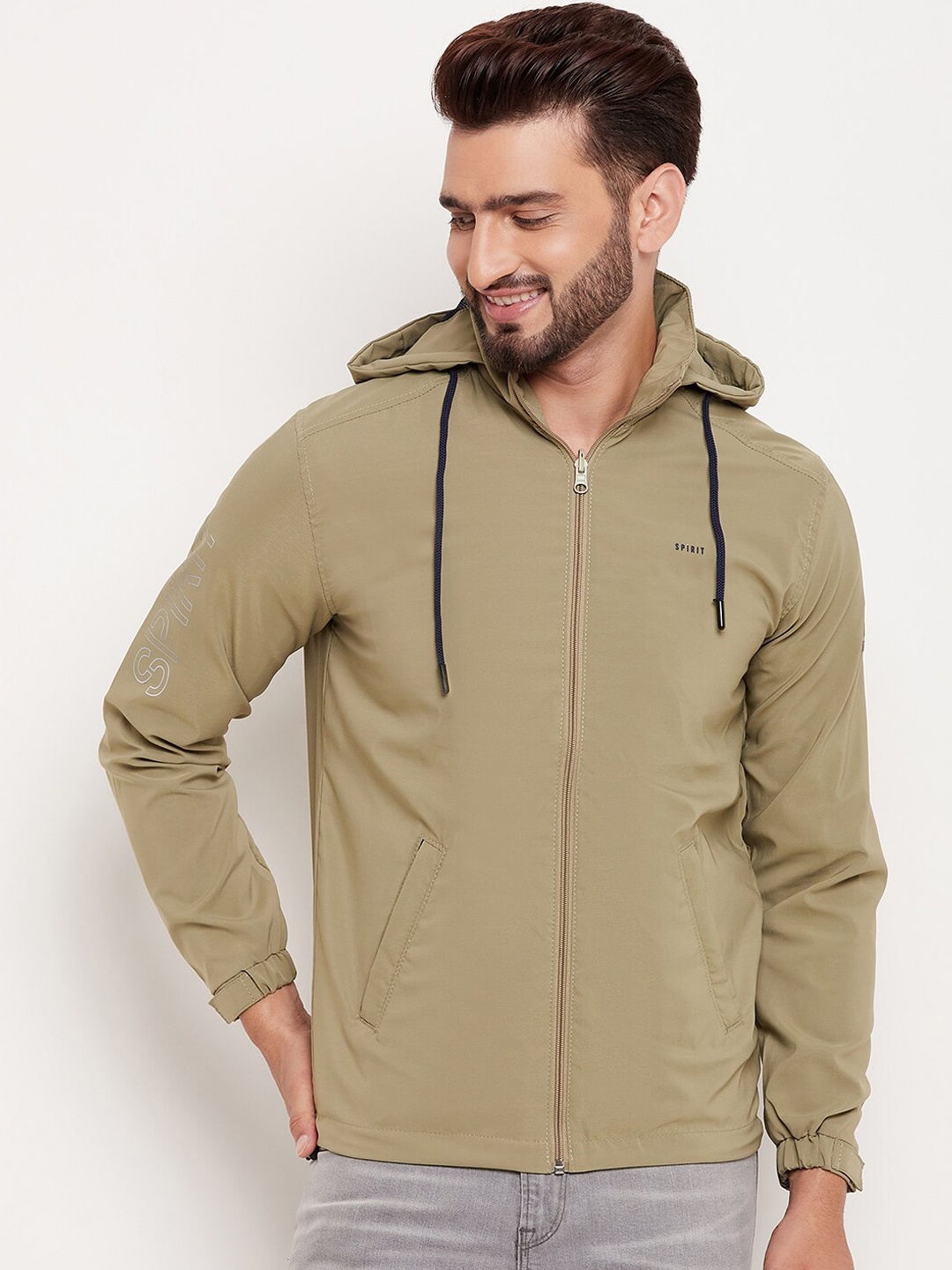 

Spirit Hooded Lightweight Bomber Jacket, Beige