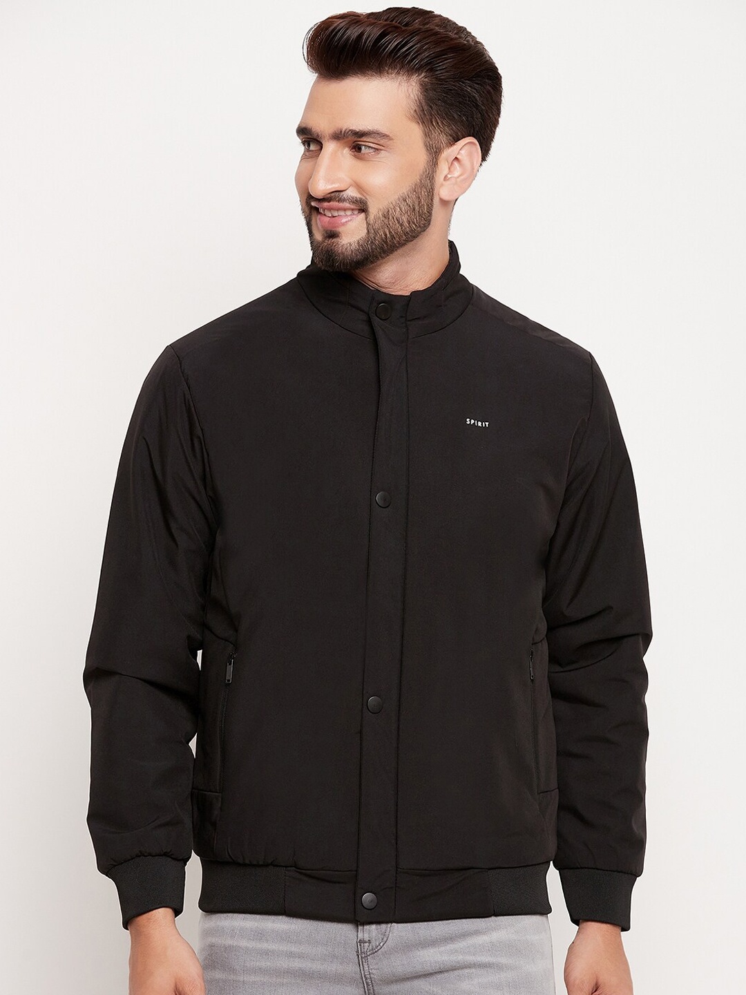 Spirit Mandarin Collar Lightweight Anti Odour Sporty Jacket, Black
